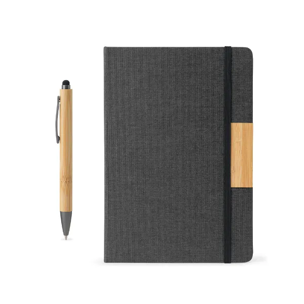 Conjunto personalizado composto por 1 caderno e 1 caneta esferográfica em bambu