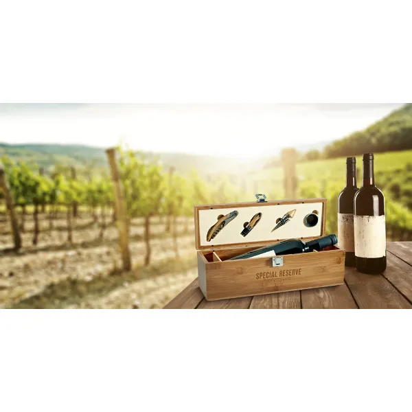 Kit Vinho Personalizado com Estojo em Bambu Kit Vinho Personalizado com Estojo em Bambu