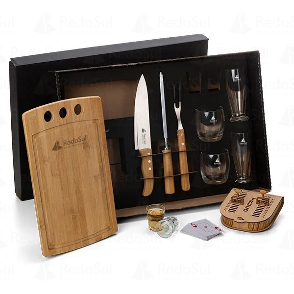 RD 7090078-Kit Churrasco Personalizado com copos e jogo de baralho em Sananduva-RS