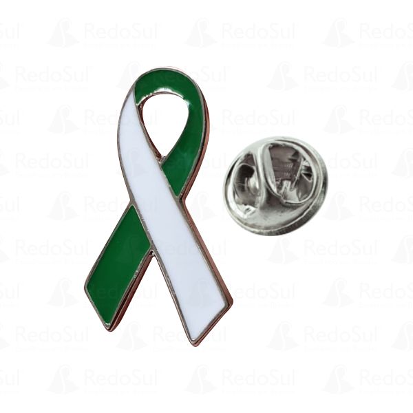RD 1535-Boton em Metal Recortado Laço Verde e Branco | Angulo-PR