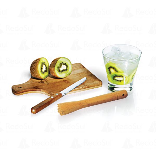 RD 7000253-Kit Para Caipirinha Personalizado Em Bambu em Monte-Azul-Paulista-SP