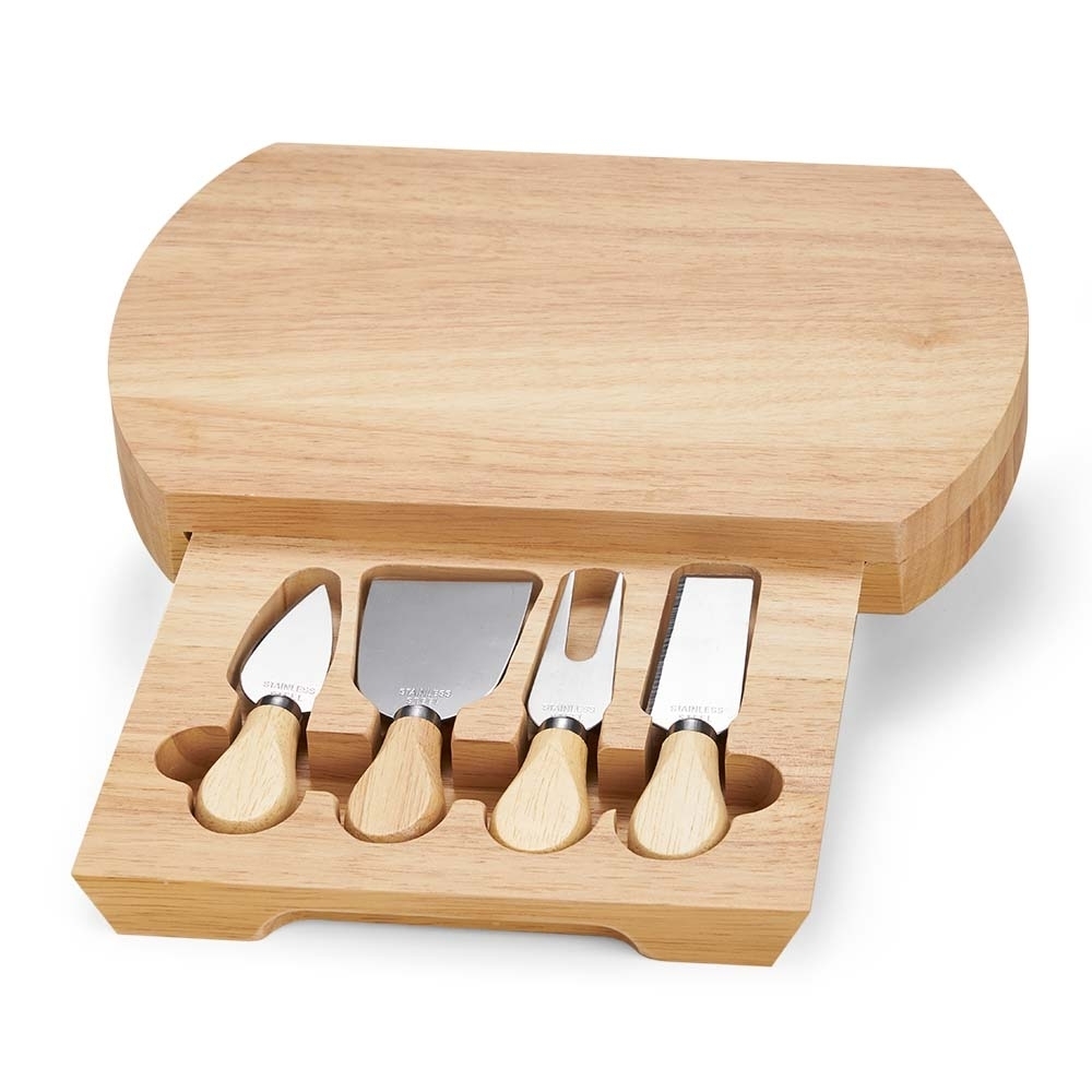 RD 7605222-Kit queijo personalizado 5 peças com tábua de bambu e gaveta | Bento-Goncalves-RS