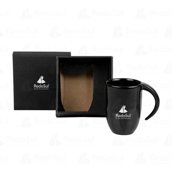 RD 701351-Caneca em cerâmica preta com 350 ml
