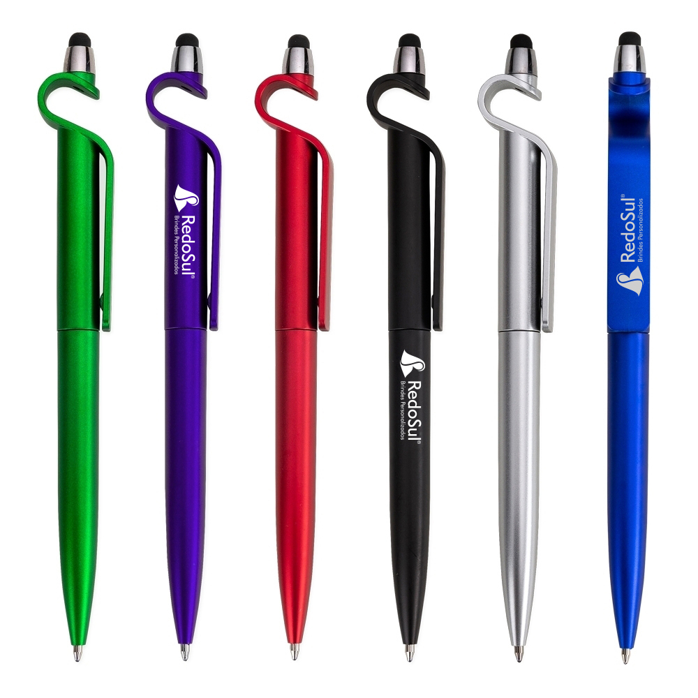 RD 13499 B-Caneta personalizada com suporte para celular e touch screen