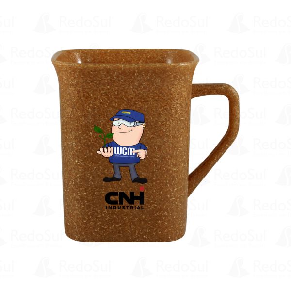 RD 8121599 -Caneca Ecológica Quadrada  Personalizada de Fibra de Madeira 250 ml | Bandeirantes-PR