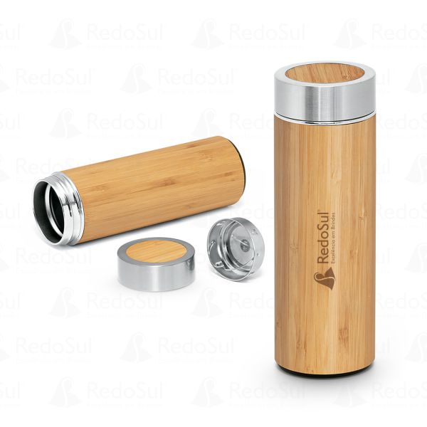 RD 94683-Garrafa Térmica Personalizada Bambu 430 ml | Monte-Azul-Paulista-SP