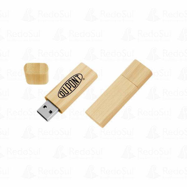  RD 839041 -Pen Drive Personalizado em Madeira com Tampa | Sobral-CE