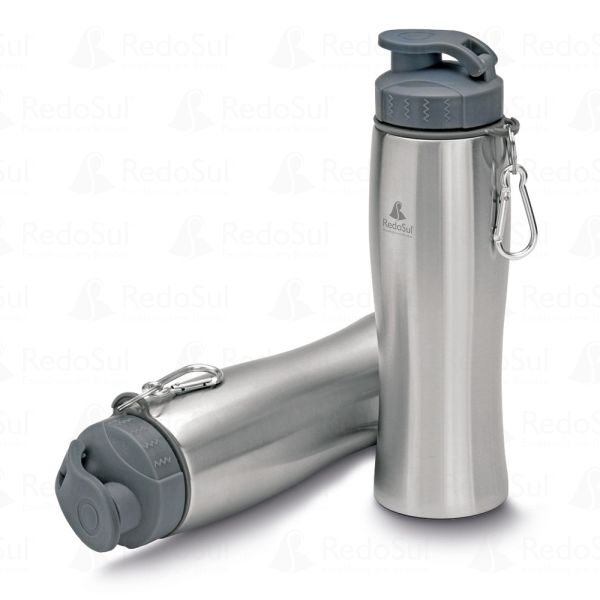 RD 8110132-Garrafa de Aço Inox 750 ml com Mosquetão Personalizada | Monte-Azul-Paulista-SP