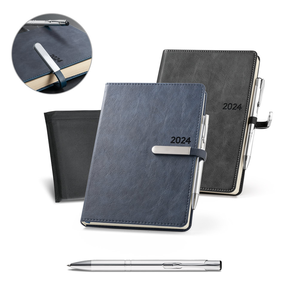 RD 66122-Agenda personalizada em PU tamanho 14,8 x 21 cm | Rio-Azul-PR