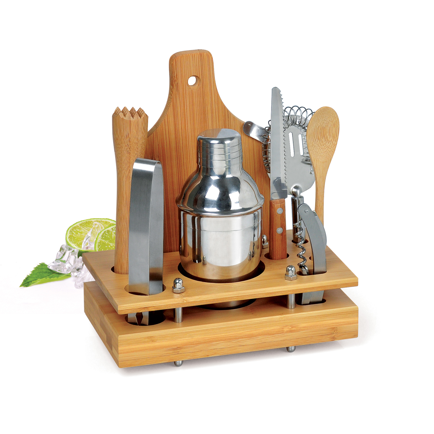 RD 7000473-Kit Coqueteleira personalizado 350 ml em inox e bambu | Sananduva-RS