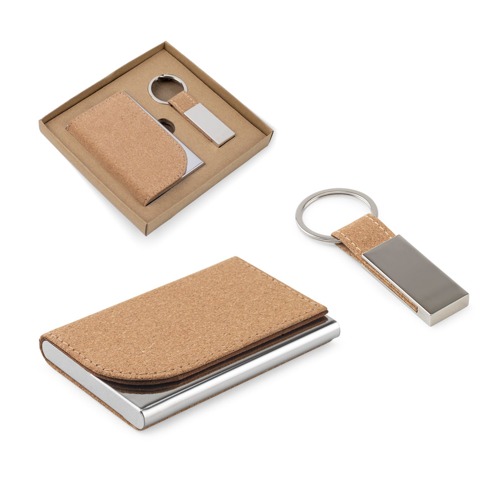 Conjunto de porta-cartões e chaveiro persinalizado