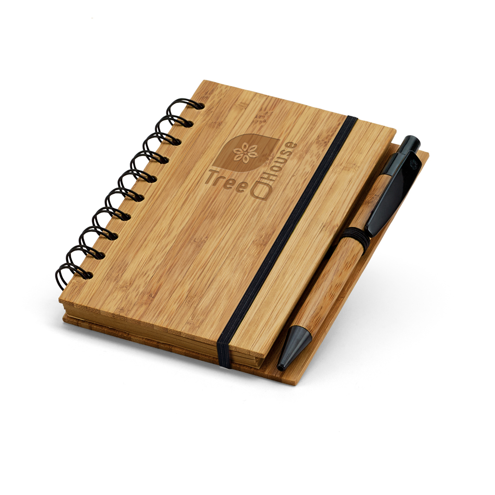 RD 93486- Caderno Personalizado em Bambu 14,8 x 10,5 cm em Garibaldi-RS