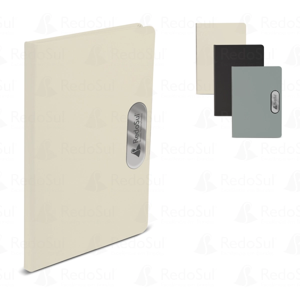Caderno em PU com placa em metal