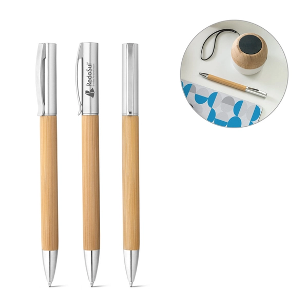 Caneta esferográfica personalizada em bambu