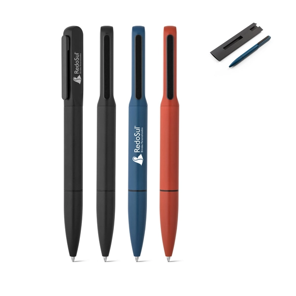 Caneta personalizada em alumínio com iluminação no clipe