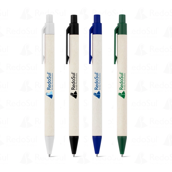 RD 91946-Caneta personalizada produzida através de pacotes de leite reciclado