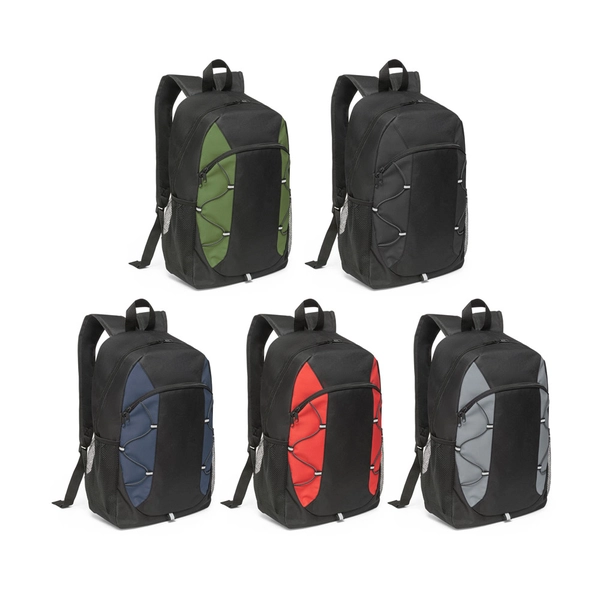 Mochila personalizada em nylon com detalhes coloridos
