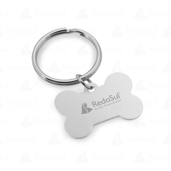 Chaveiro personalizado em formato de osso em  alumínio