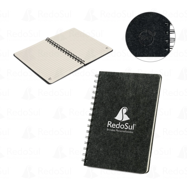 Caderno personalizado em feltro reciclado com argolas