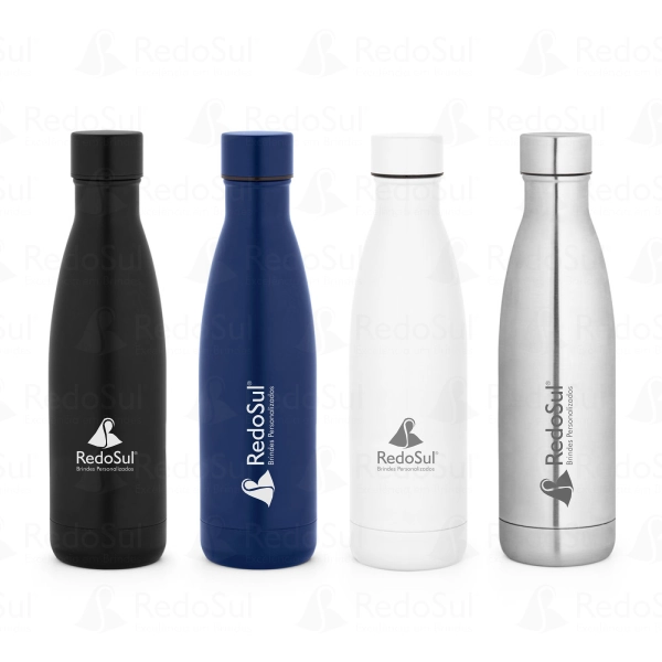 Garrafa personalizada térmica em aço inox reciclado acabamento fosco 520 ml