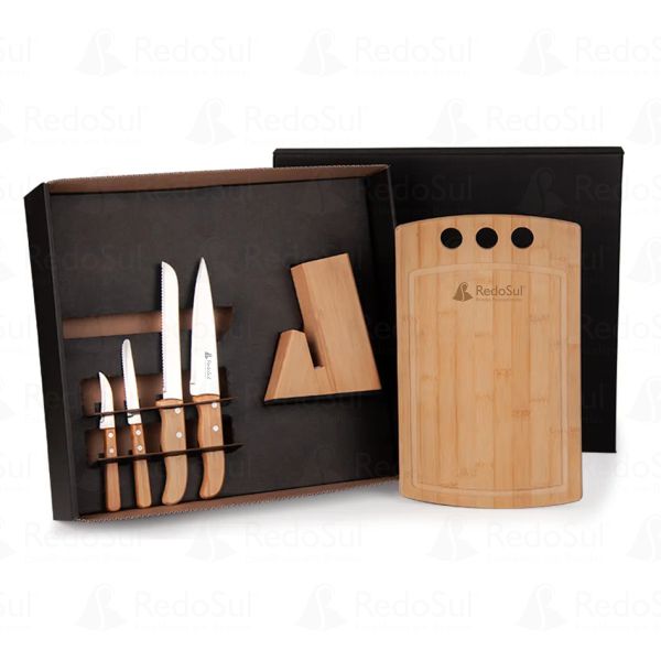 RD 7090164-Conjunto Para Cozinha Com Cepo Em Bambu e Inox Personalizado em Pejucara-RS