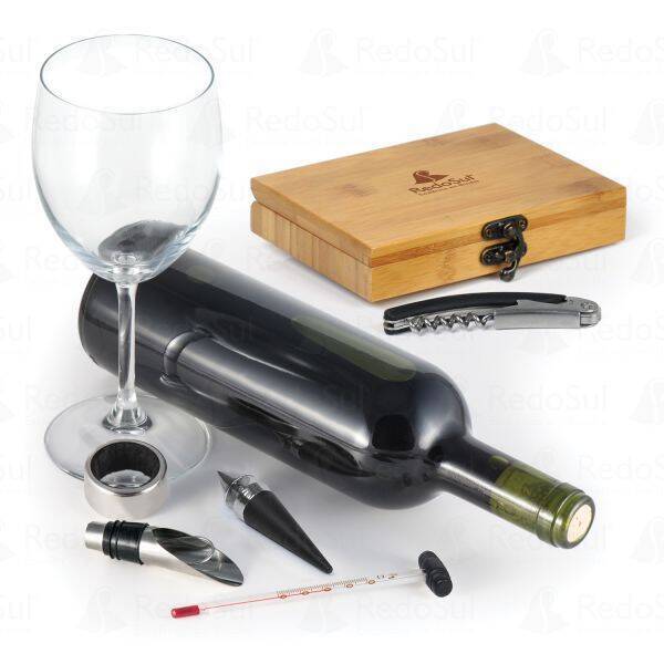 RD 7000843-Kit para vinho personalizado em bambu em Caputira-MG