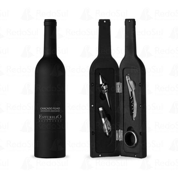 RD 12384-Kit Vinho Personalizado Formato Garrafa com 4 Peças em Iomere-SC