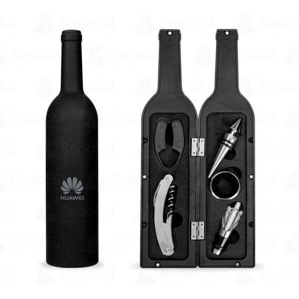 RD 11870-Kit Vinho Personalizado Formato Garrafa com 5 Peças em Londrina-PR